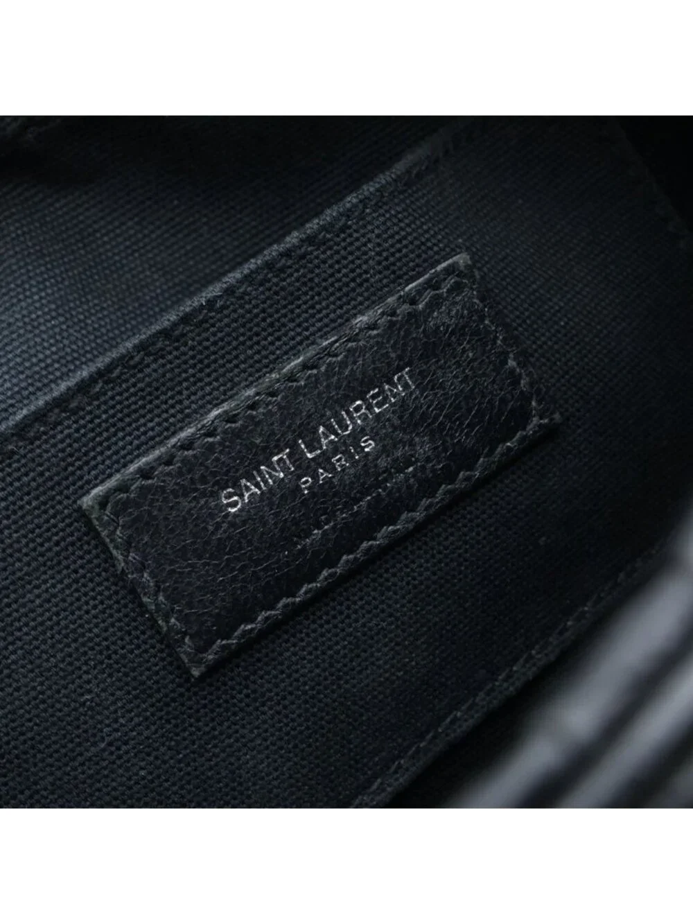 Saint Laurent Paris Camp Small Camera Shoulder Bag Leather Croco Embossed Black